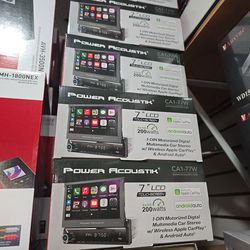 Power Acoustik single Din flip out with touch screen with Applecarplay and Android Auto