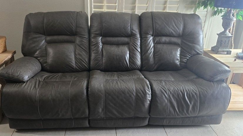 Leather Sofa & Loveseat Set – Gray