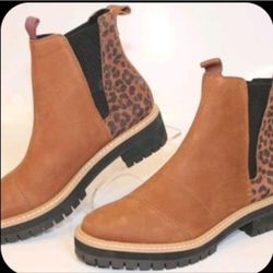 NEW Toms Dakota Dark Ember Animal Cheetah Tan Ankle Boots 6