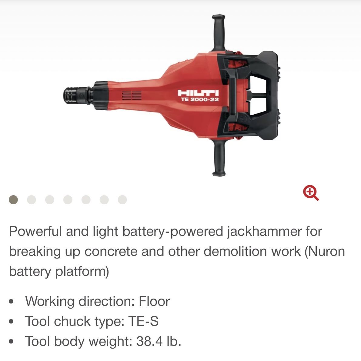 NEW IN BOX HILTI  TE 2000-22 Cordless Jack Hammer Plus Trolley 