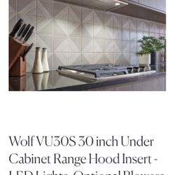 Brand New Wolf VU30S 30” Under-Cabinet Range Hood Insert – Luxury Kitchen Upgrade