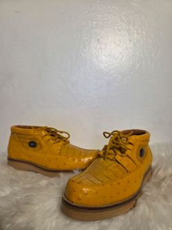 Genuine Caiman & Ostrich Exotic Leather Shoes - Men's 7.5 EE - Made in Mexico