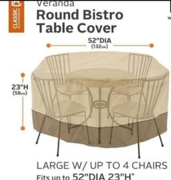Veranda Water-Resistant 52 Inch Bistro Round Patio Table & Chair Set Cover