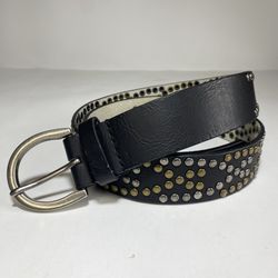 Studded Leather Belt Black Size 28-33