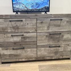 Gray Wood 6 Drawer Dresser