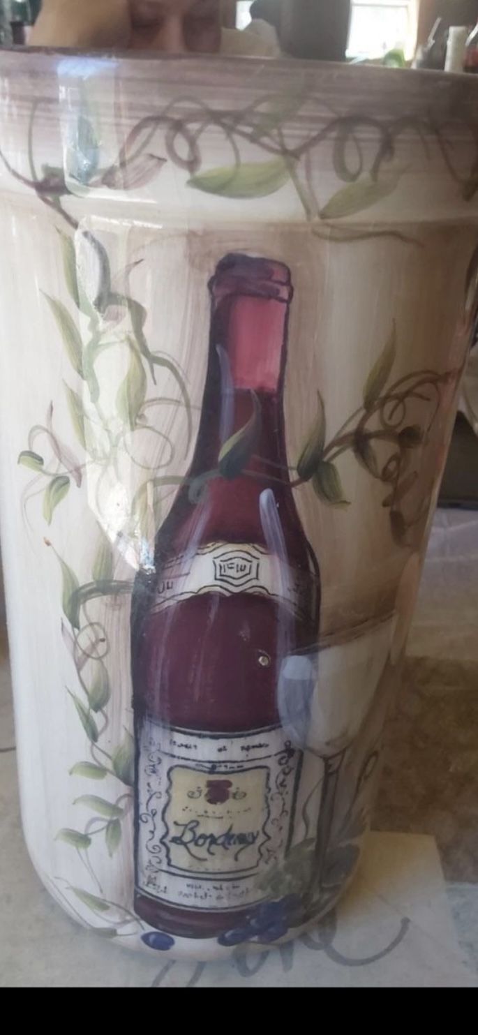 Certified international Tuscan Grapes Wine Bottle Chiller, Utensil Holder 10”