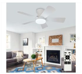 35 in. White Housing 5-White Blades Flush Mount Standard Modern Ceiling Fan
