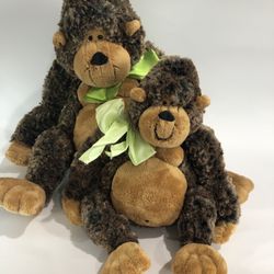 Gund Plush Gorillas Monkeys Large mama & baby! 17” & 12” 