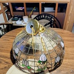 Vintage 20” Hanging Tiffany Style Plastic Light Shade