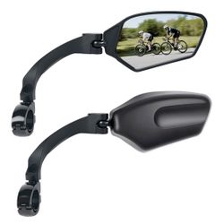 Adjustable Handlebar Bike Mirror, Shatterproof HD Glass Lens, Universal Fit Rearview Bicycle Mirrors, 360° Rotatable, Compatible with Mountain Bikes, 