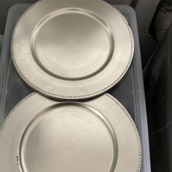 Four Silver Plate Chargers 