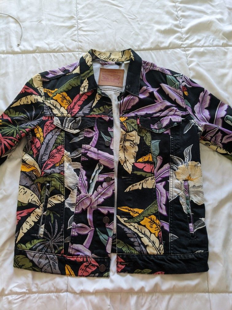Levi's Island Party Printed Trucker Denim Jacket  Multicolor  Size M Men $65