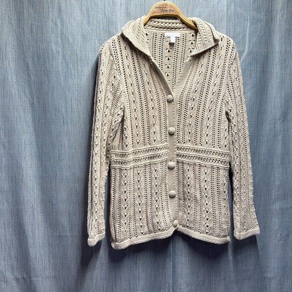Charter Club Cream Knit Cardigan Sweater size large