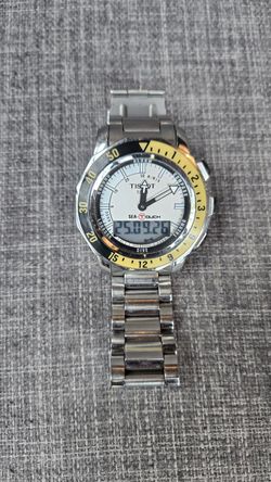 Tissot Sea-Touch watch, 44mm bezel, white face, stainless steel