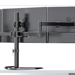 WALI Triple Monitor Stand Free Standing, Adjustable, Fits 3 Screens up to 27"