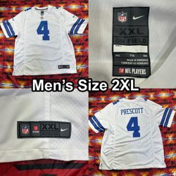 Nike NFL On Field Dallas Cowboys Dak Prescott #4 White Jersey Men’s Sz 2XL FLAWS