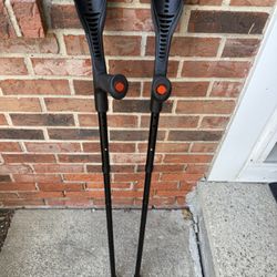 Folding Crutches for Travel (x2 Unit, Open Cuff), Aluminum Adjustable, Black