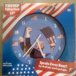 Unique 10" Clock with Iconic Image of the Elected U.S. President + Voice Feature!