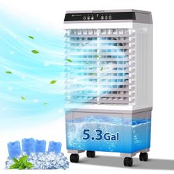 Evaporative Air Cooler, 1800CFM Windowless Air Conditioner Portable for Large Room Commercial Garage Outdoor, 3 In 1 Swamp Cooler with Remote Control,