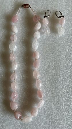 Rose Quartz Necklace And Earring Set
