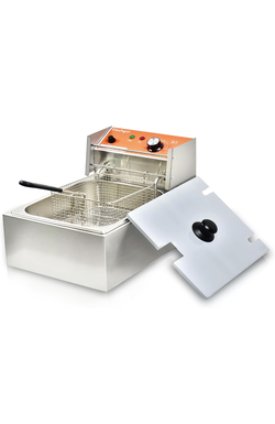 Commercial Deep Fryer with Basket 6-12L Capacity Adjustable Temperature and Timer Stainless Steel
