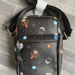 Chibi Disney Villains Crossbody Purse NEW Black Faux Leather Bag (Buckle Down)