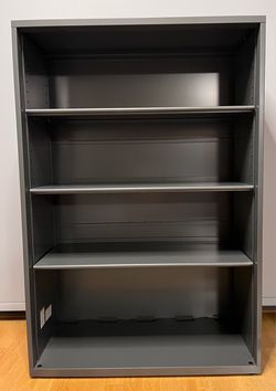 Steelcase Dark Gray Metal Heavy Duty Bookcase, Office Organizer, Home storage