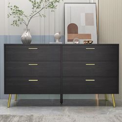 6 Drawer Dresser for Bedroom Handle Wood Storage Chest of Drawer Organize