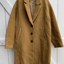 Madewell Coat Wool Long Coat Light Brown Woman’s Size XL
