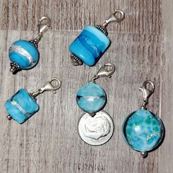 Lot Of 5 Lampwork Bead Charms Sterling 925 Marked Pendant Jewelry Craft