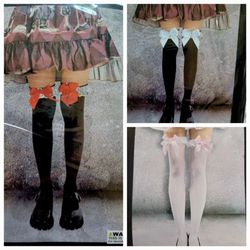 Women's Highs socks with Satin Ruffle Trim and Bow