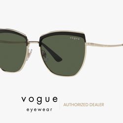 Vogue VO4234S Sunglasses – Top Black / Pale Gold Frame, Dark Green Lenses 