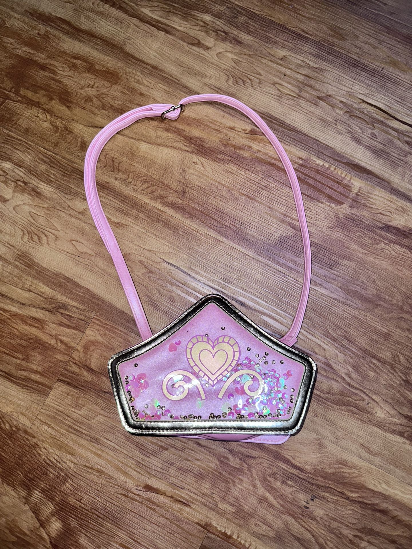 Disney Store Princess Girl Pink Tiara Aurora Crown Shaped Crossbody Purse With S