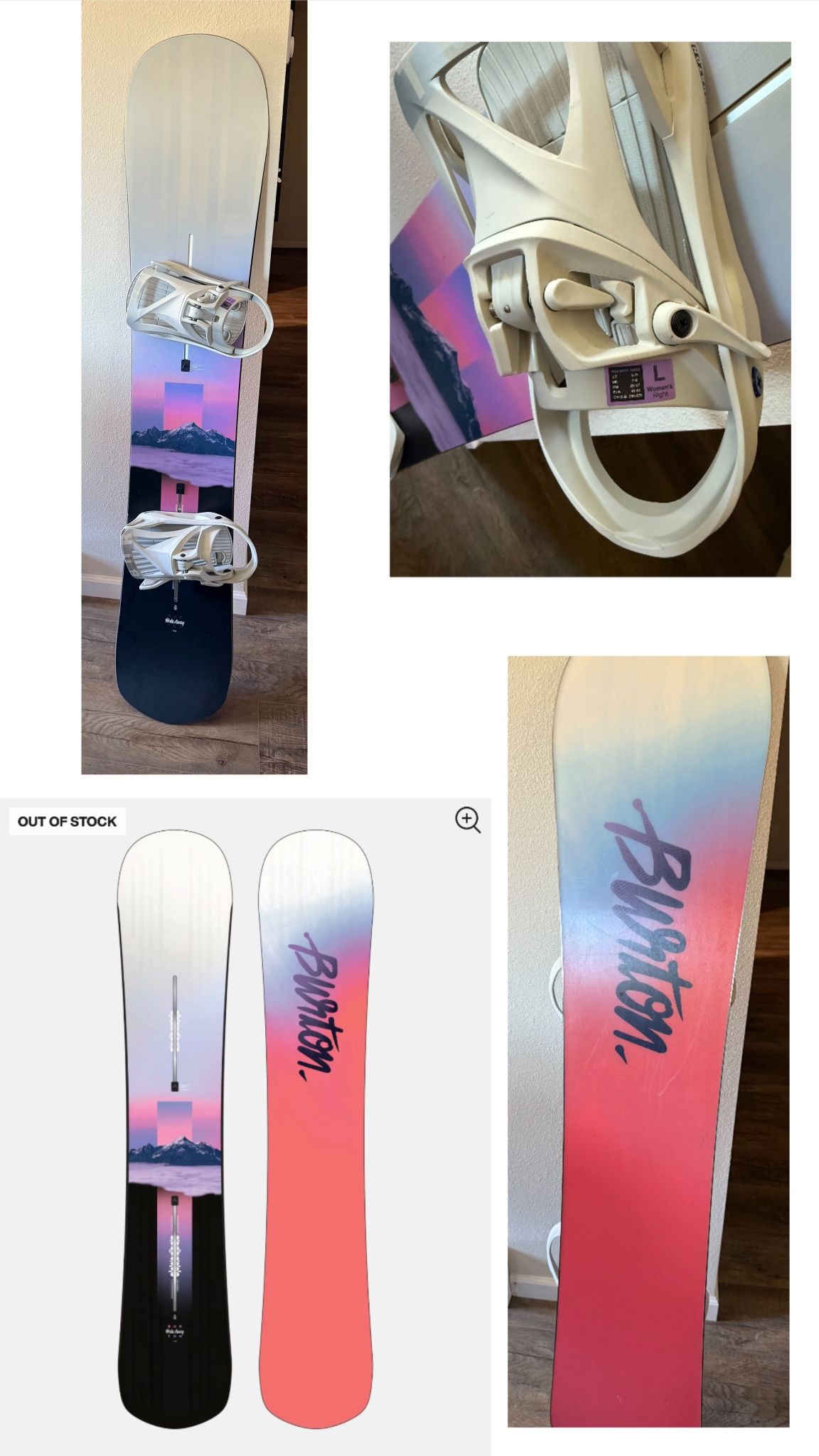 Womens Burton Snowboard w/ Step On Bindings