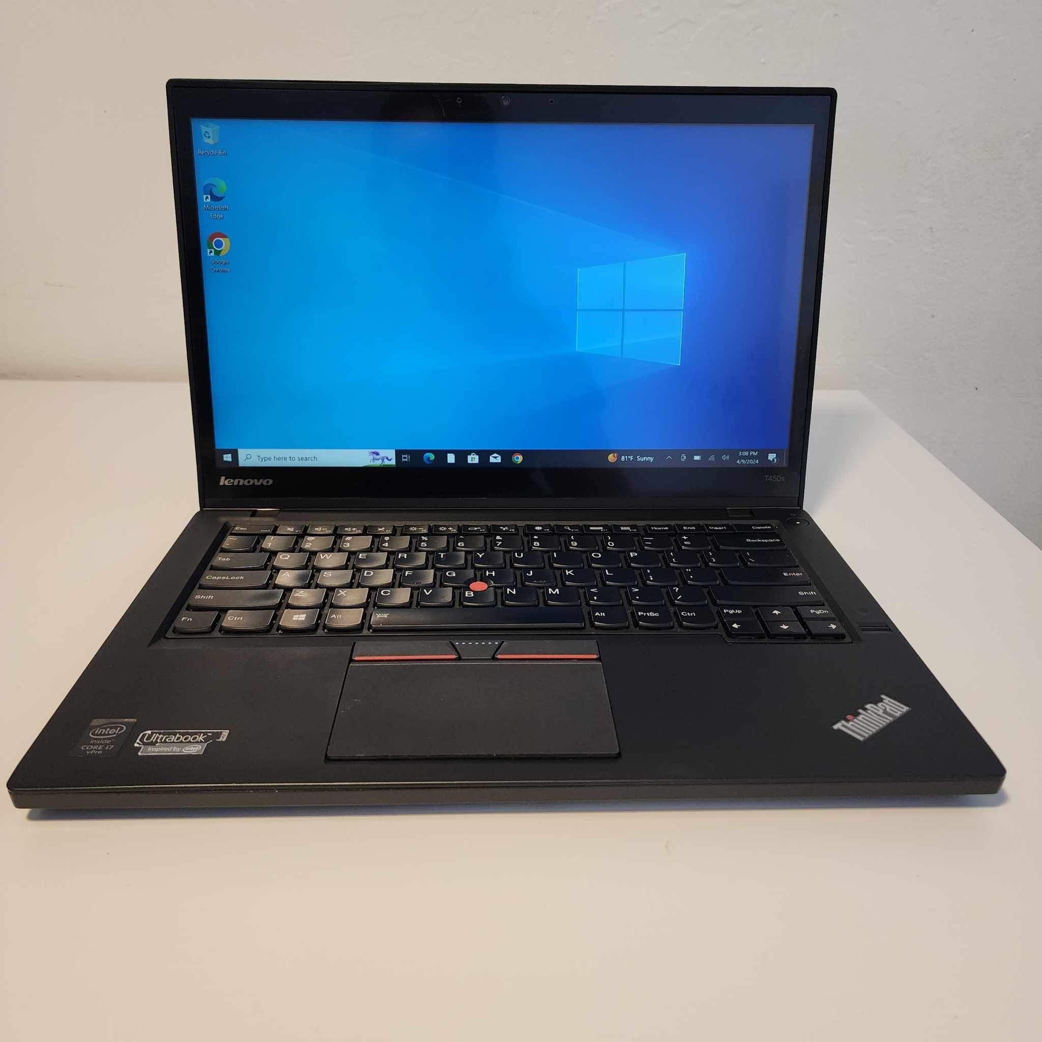 Lenovo ThinkPad T450s 14" Laptop touchscreen.  Intel core i7-5600U - Windows 10 pro - 8GB Ram  500GB SSD  Microsoft office installed.  Nothing wrong.