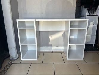 White Desk with Storage Shelves