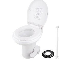 AW RV Toilet Gravity Flush Camper Toilet Elongated 20" High Profile Travel Trailer Toilet for RV Foot Pedal Flush HDPE Motorhome Caravan Travel
