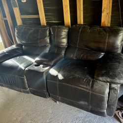 Brown Leather Recliner Couch 
