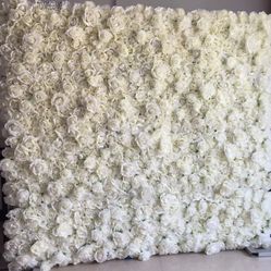 White 3d Silk Flower wall 