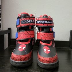 NWT Marvel Spider-Man Light Up Boots (Toddler Size 7) Black Red Spider Man
