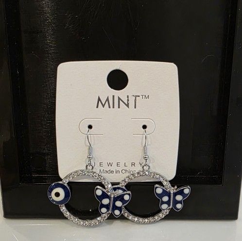 Butterfly Hoop Earrings Silver