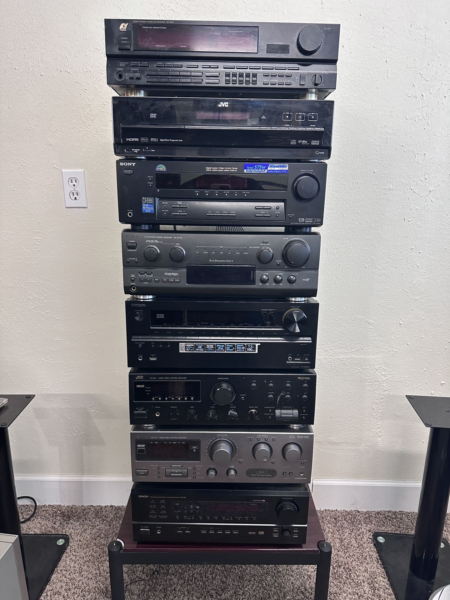 Collection receiver Denon JVC Onkyo Sansui Technics