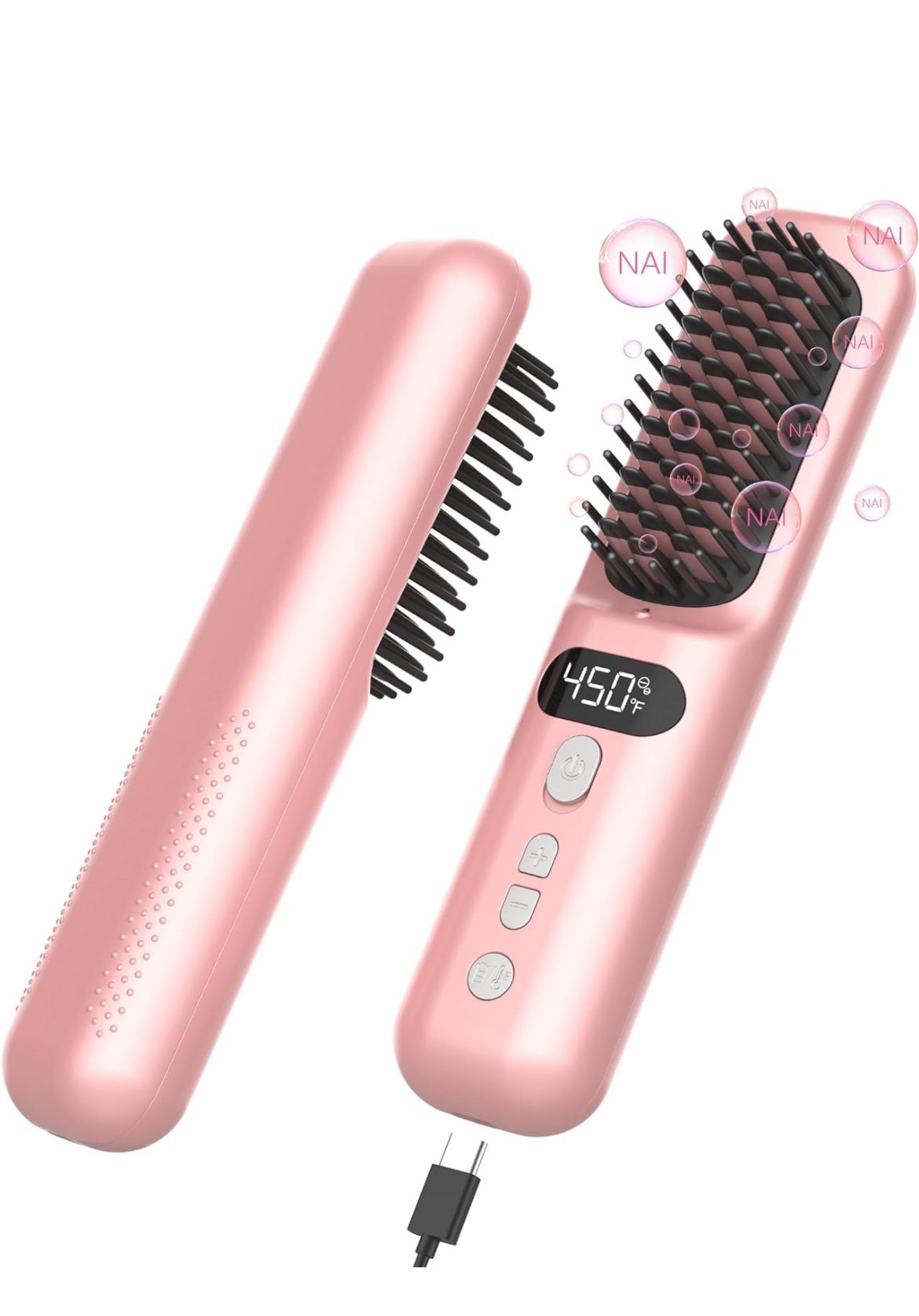 Wireless Hair Straightener Curler Brush - Titanium Ceramic and Negative Ion,l