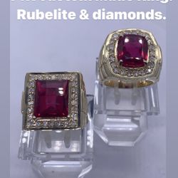 14K Custom made ring. Rubelite & diamonds. brand new