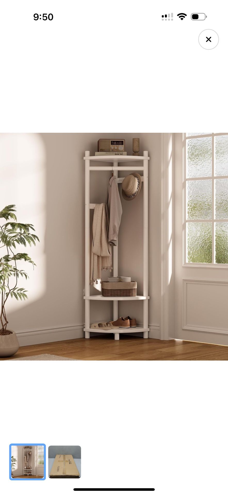 Wooden Corner Coat Rack with
