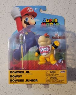 Bowser Jr w/ Paint Brush 4” Super Mario Articulated Figure By Jakks Pacific