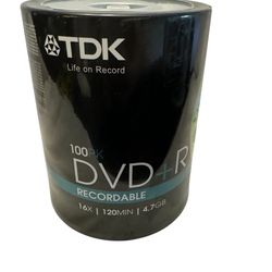 TDK DVD+R Recordable 16X 4.7Gb 120 Minutes 100 Pack Spindle