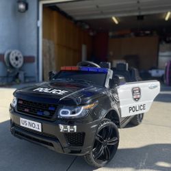 Police CarRide on 12V Electric Car for Kids Battery Powered Ride on Toys Cop Car with Remote Control, Siren, Flashing Lights, Music, Blueooth, Spring
