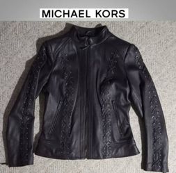 Unique Leather Michael Kors Purple Jacket Size Medium Women's
