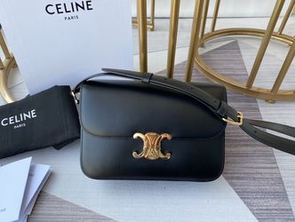 100% authentic CELINE / CELINE O Arc de Triomphe bean curd bag black small square bag handbag shoulder bag crossbody women's bag Thumbnail